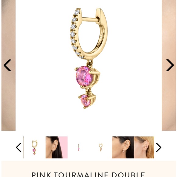 the last line Jewelry - pink tourmaline and diamond 14k earrings
